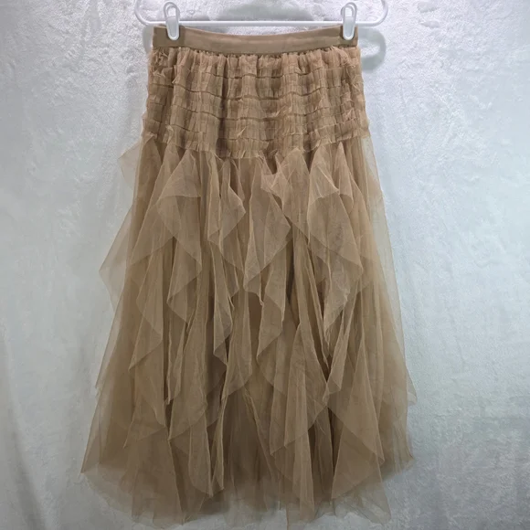 Elegant Tan Tiered Layered Tulle Skirt Size Large NWOT - Picture 1 of 4